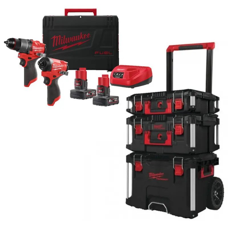 Milwaukee M12FPP2A2-602X 12v Fuel 2 Piece Powerpack NEW GEN Kit & 4932464244 3 Piece PACKOUT Storage System Set - buy online in Australia | Trade Tools Australia