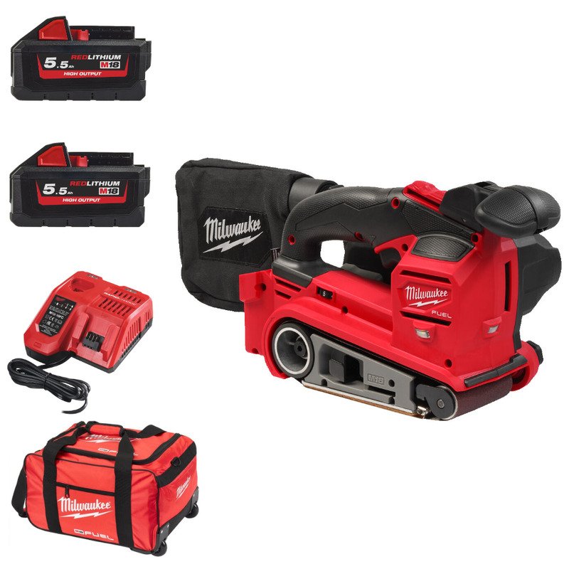 Milwaukee M18FBTS75-552 18v Fuel Belt Sander Kit – 2 x 5.5ah High Output Batteries - buy online in Australia | Trade Tools Australia