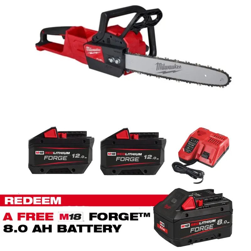 Milwaukee M18FCHS-0 18V Fuel Chainsaw Kit – 2 x 12.0ah Forge Batteries & Charger (CLAIM FREE 8.0AH FORGE BATTERY VIA MILWAUKEE REDEMPTION) - buy online in Australia | Trade Tools Australia