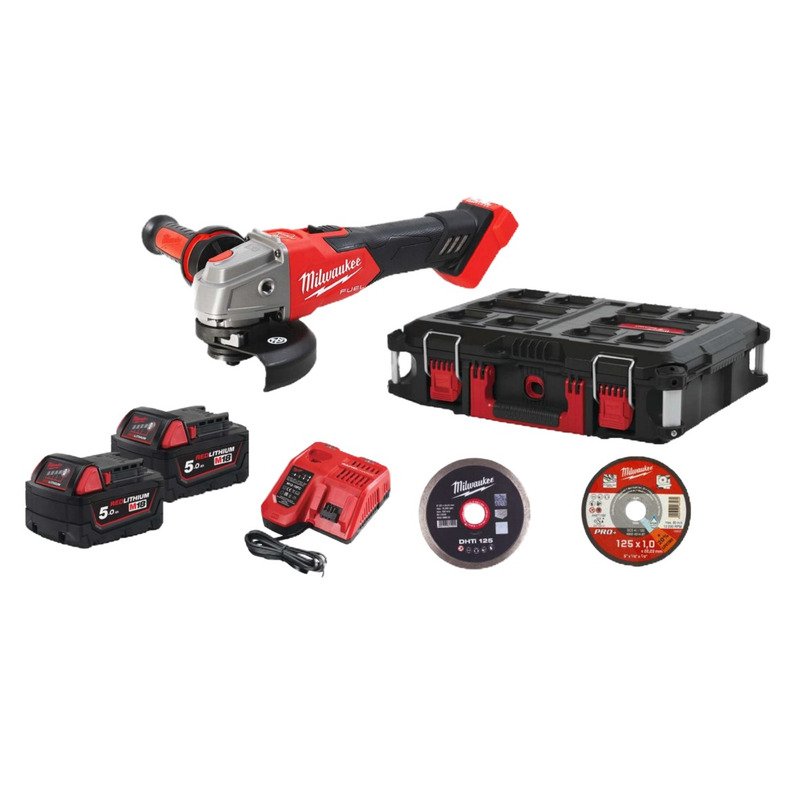 Milwaukee M18FSAG125XB100P-502P 18v 125mm Fuel Angle Grinder Kit – 2 x 5.0ah Batteries - buy online in Australia | Trade Tools Australia