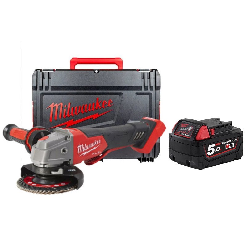 Milwaukee M18FSAGV115XPDB-0X 18v Fuel 115mm Braking Angle Grinder Naked In Case & M18B5 5.0AH Battery - buy online in Australia | Trade Tools Australia