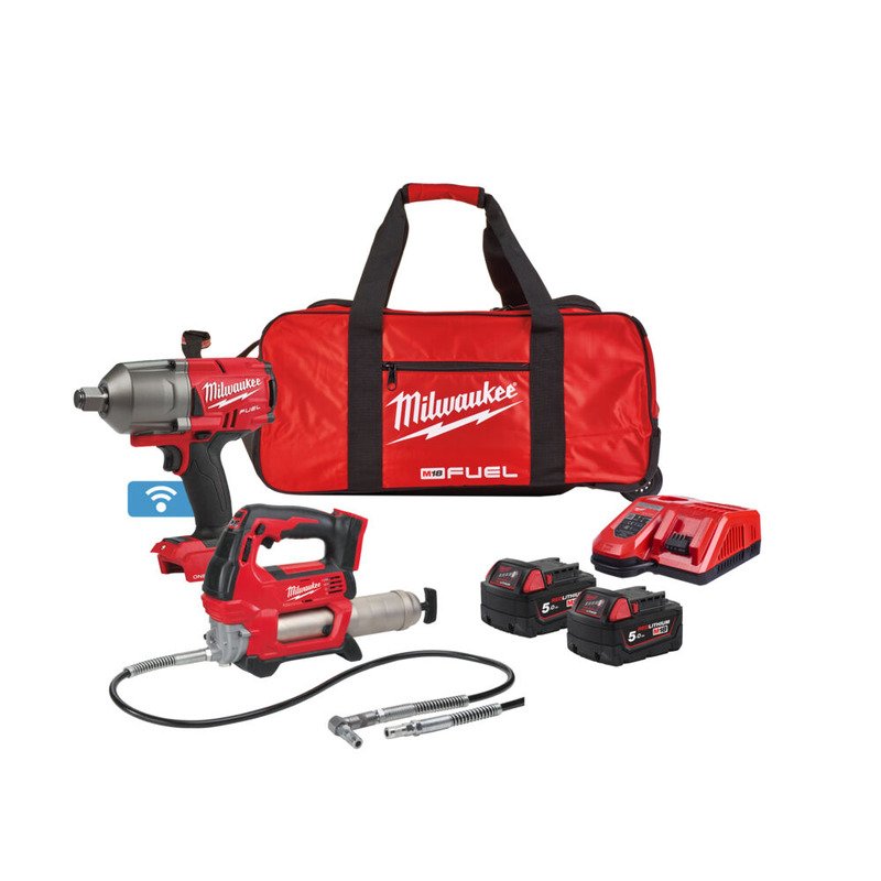 Milwaukee M18ONEPP2Q-502B 18v Fuel Twin Kit – 3/4″ Impact Wrench and Grease Gun - buy online in Australia | Trade Tools Australia
