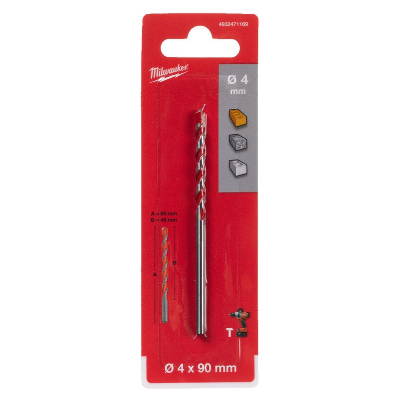 Milwaukee Premium Concrete Drill Bits – 3 Flat Shank (Select Size) - buy online in Australia | Trade Tools Australia