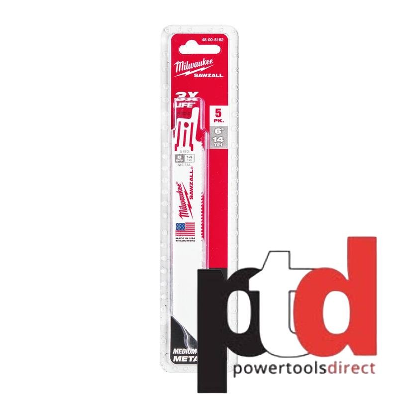 Milwaukee Sawzall Metal Thin Kerf Blades – Packs of 5 (Select Size) - buy online in Australia | Trade Tools Australia
