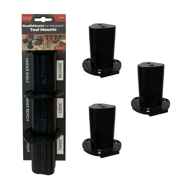 StealthMounts 3 Pack Tool Mounts for Milwaukee M12 Tools – Black - buy online in Australia | Trade Tools Australia