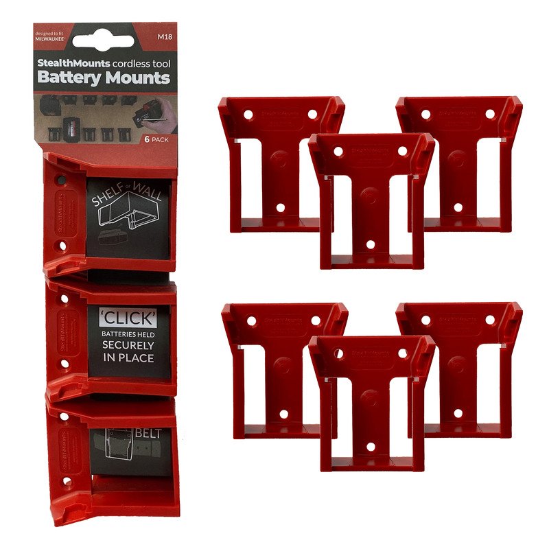 StealthMounts 6 Pack Battery Holders for Milwaukee M18 Batteries – Red - buy online in Australia | Trade Tools Australia