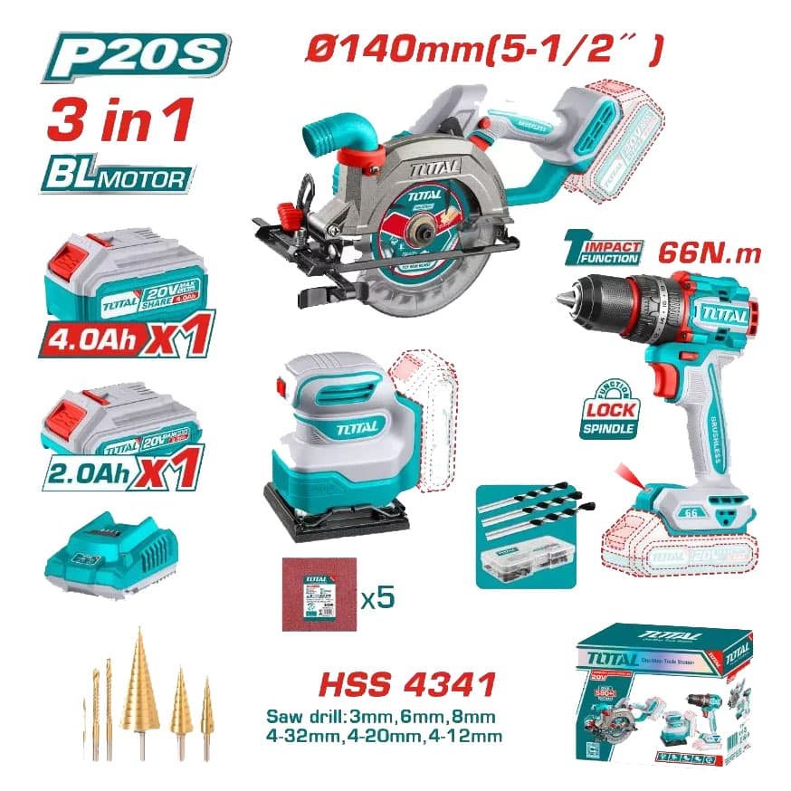TOTAL 3pcs Li-ion Combo Tool Kit - buy online in Australia | Trade Tools Australia
