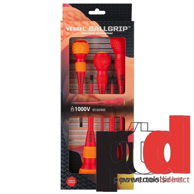 Vessel 5 Piece Ball Grip Insulated VDE Screwdriver 2005PBE - buy online in Australia | Trade Tools Australia