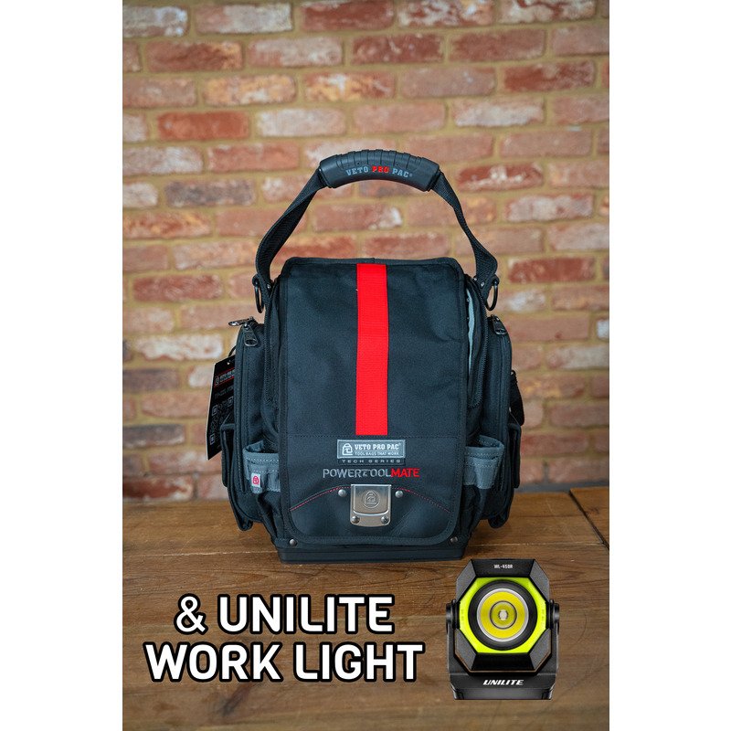 Veto TP-XXL X PTM Tool Pouch AX3579-PTM & Unilite WL-450R Dual Beam Work Light - buy online in Australia | Trade Tools Australia