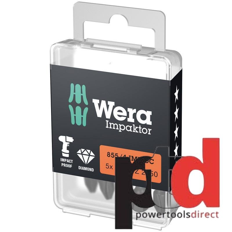 Wera 855/4 IMP DC PZ2x50mm Impaktor Bits – 5pc - buy online in Australia | Trade Tools Australia