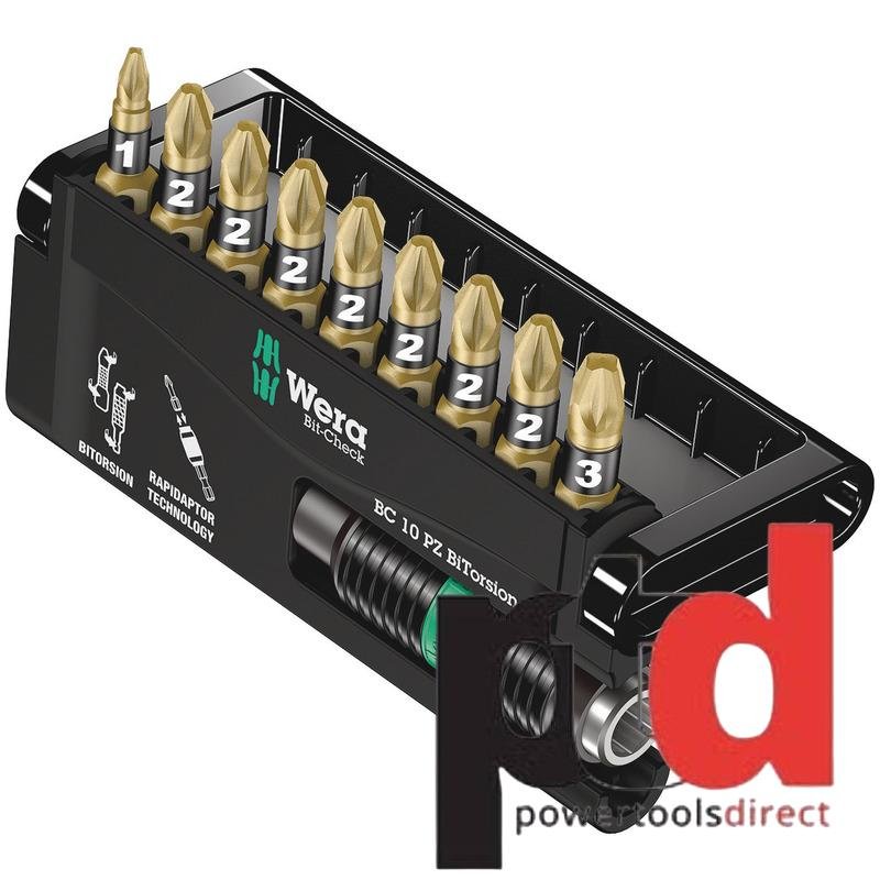 Wera Bit-Check 10 PZ BiTorsion 2, Universal Bit Holder and Bits, 10pc - buy online in Australia | Trade Tools Australia